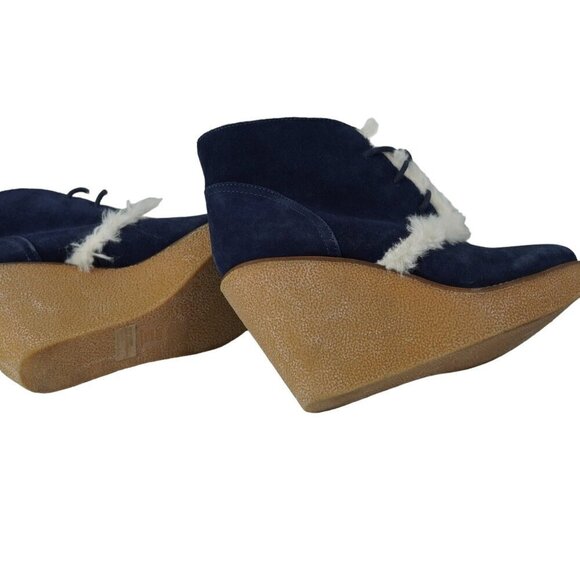 NWT Navy Gap Suede & Shearling Gwen‎ Ankle Boots Sz 9 - Picture 4 of 6